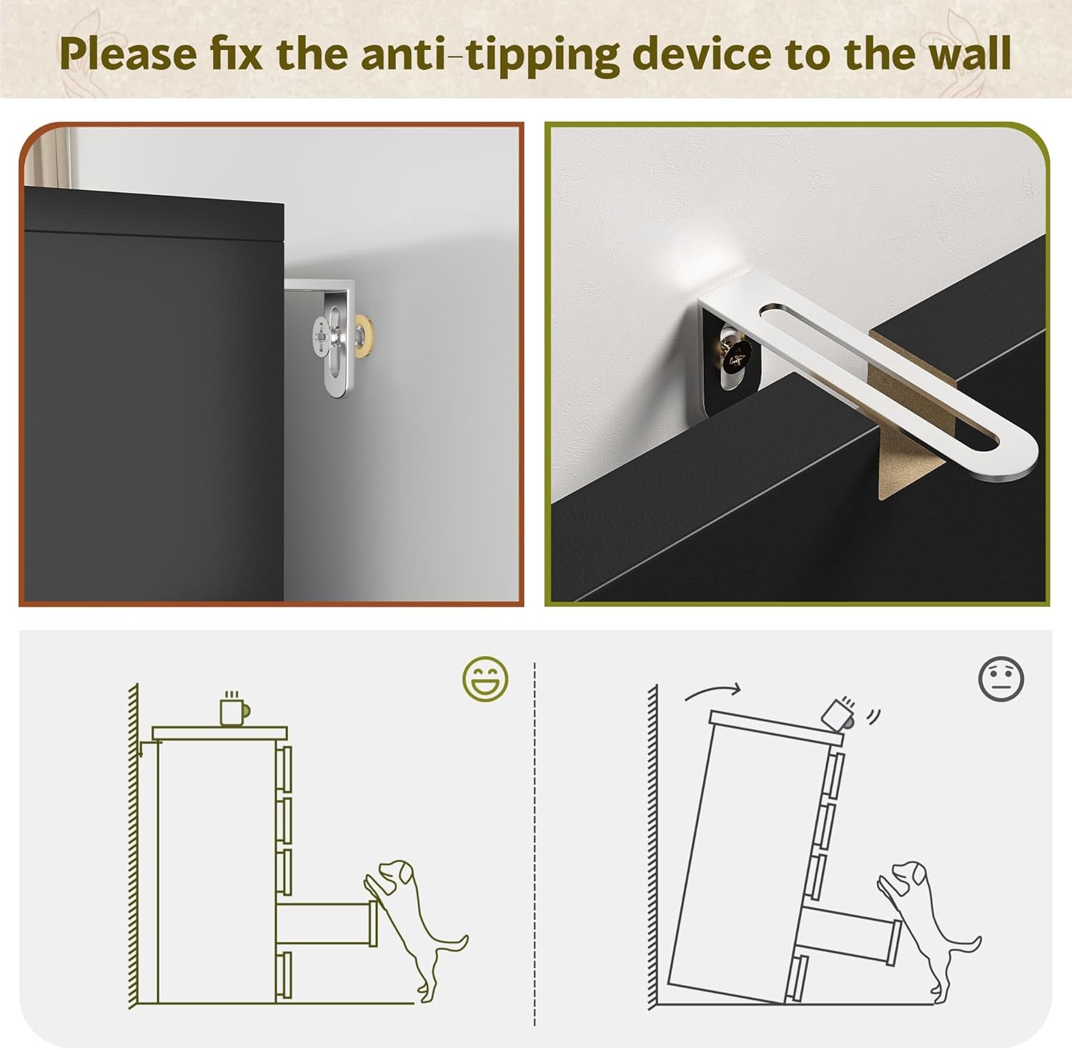 6 Drawer Dresser for Bedrom,Tall Black Chest of Drawers for Bedroom, Hallway, Modern 43.2" H X 27.6" W X15.6 D