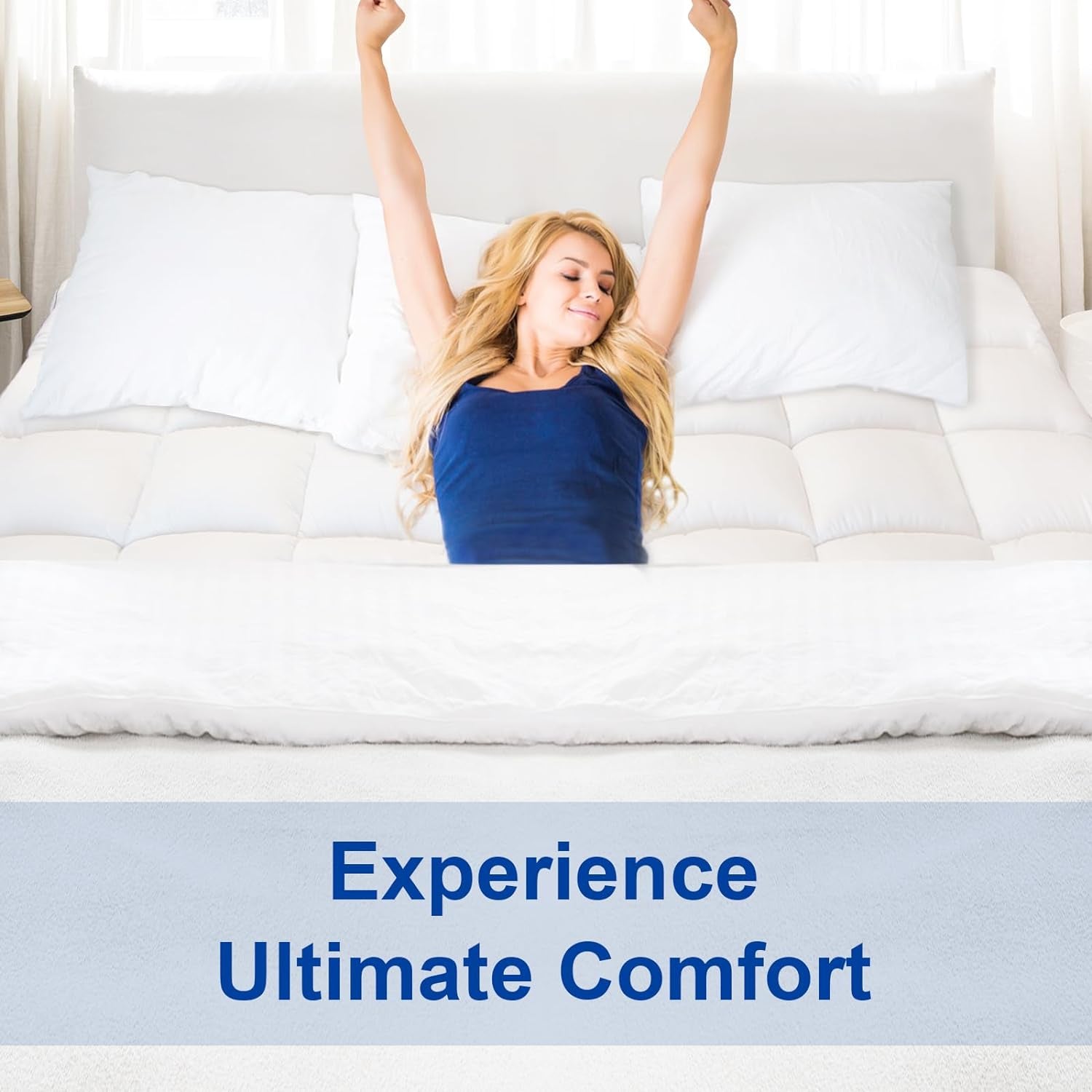 Full Mattress Topper,Extra Thick Mattress Pad Cover for Deep Sleep,3D+7D Snow down Alternative Fill Overfilled Plush Pillow Top with 8-23 Inch Deep Pocket-White