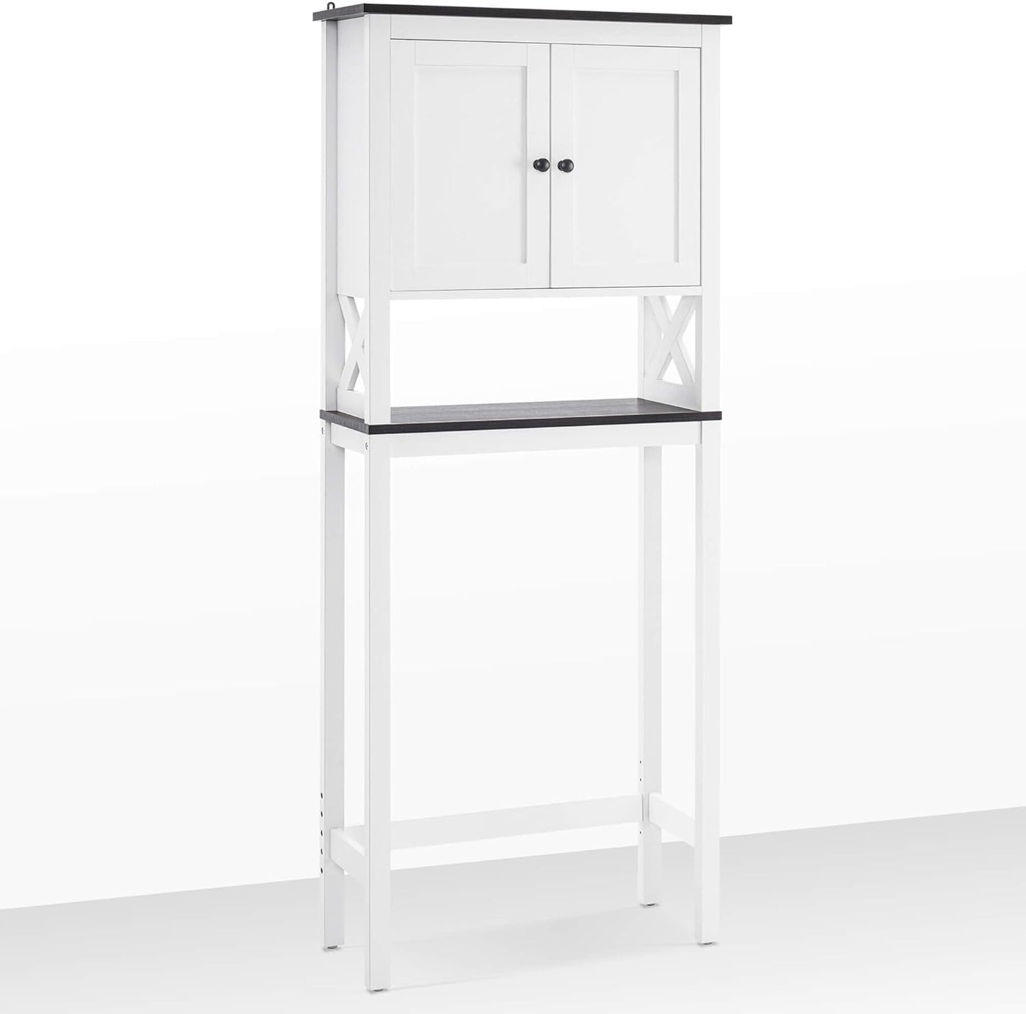 over the Toilet Storage Cabinet, 3-Tier Bathroom Storage Cabinet with Adjustable Shelf and Doors, Freestanding Space Saver above Toilet for Bathroom Laundry Restroom BT09 (White)