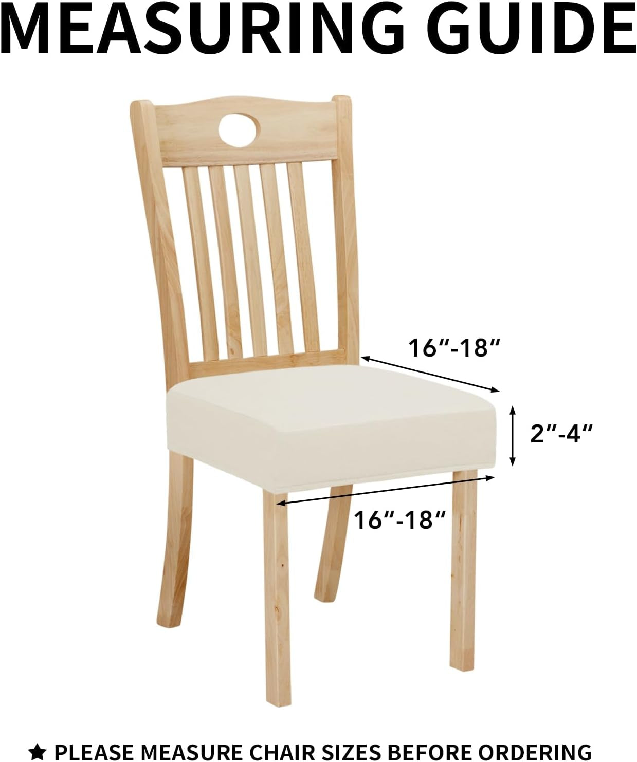 100% Waterproof Seat Covers for Dining Room Chairs Set of 4, Stretch Chair Seat Slipcovers Protector Removable and Washable Kitchen Dining Chair Covers, Ivory
