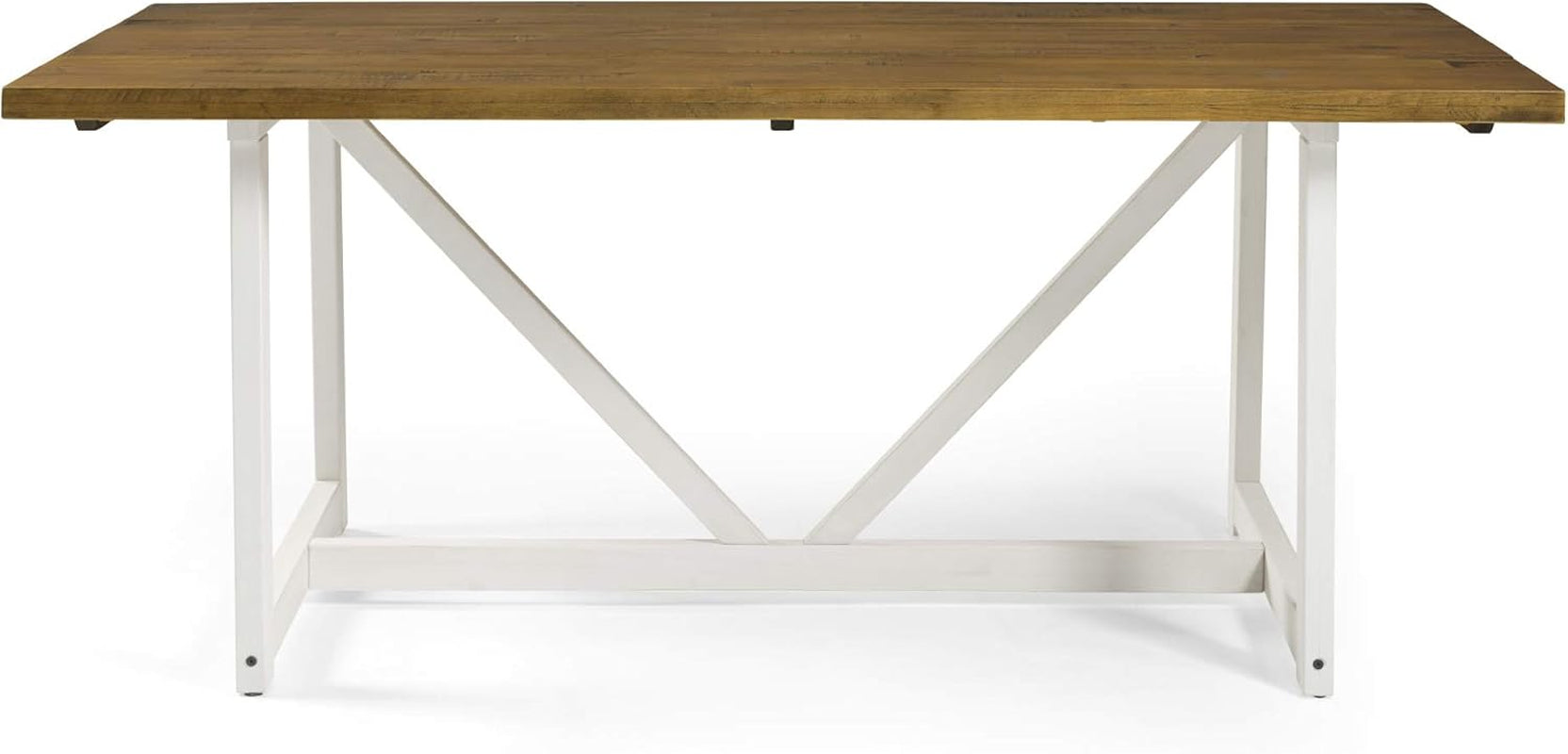 Modern Farmhouse Dining Table Wood Small Dining Room Table Sets Dining Chairs. 72 Inch. White and Rustic Oak