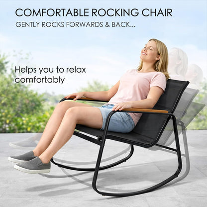 4-Piece Outdoor Patio Furniture Set with Textilene Chairs, Metal Conversation Set, Tempered Glass Coffee Table, Powder-Coated Steel Frame for Garden, Poolside, Backyard Black