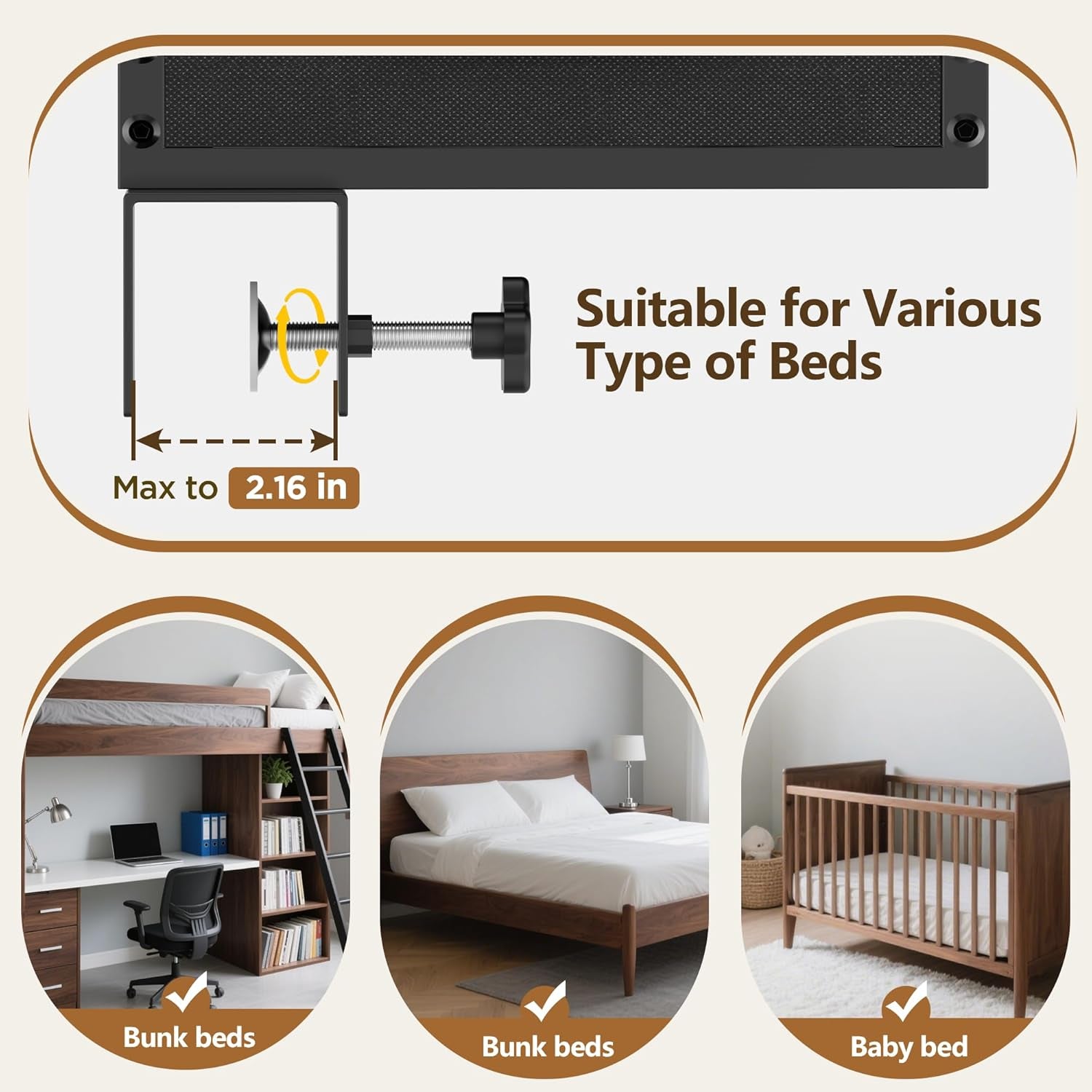 2 Tier Dorm Bed Shelf, Bedside Shelf for Dorm Top Bunk, Nightstand Bedside Table Tray with Fabric Drawer & Storage Box, Bunk Bed Shelf Bedside Tray with Cable Management for Dormitory