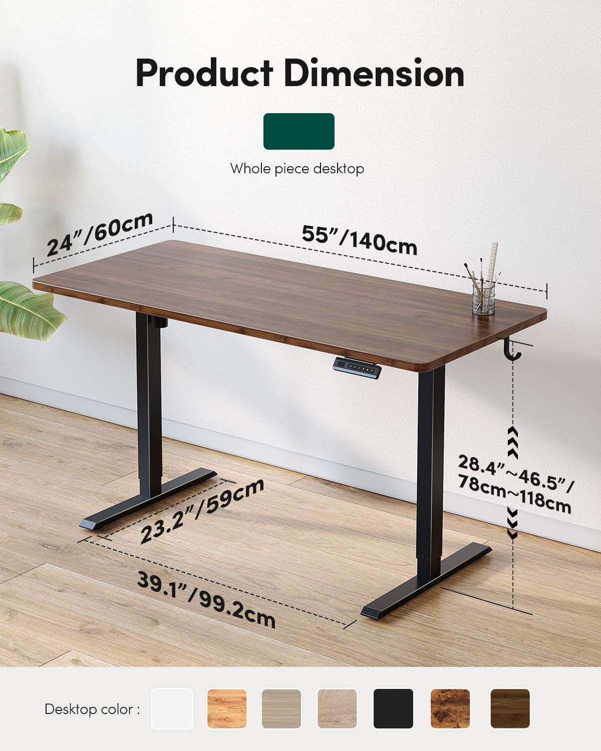 One-Piece Standing Desk Adjustable Height Stand up Home Office Desk, 32X20 Inch Electric Standing Computer Desk, with 4 Memory Presets, Headphone Hook, Maple