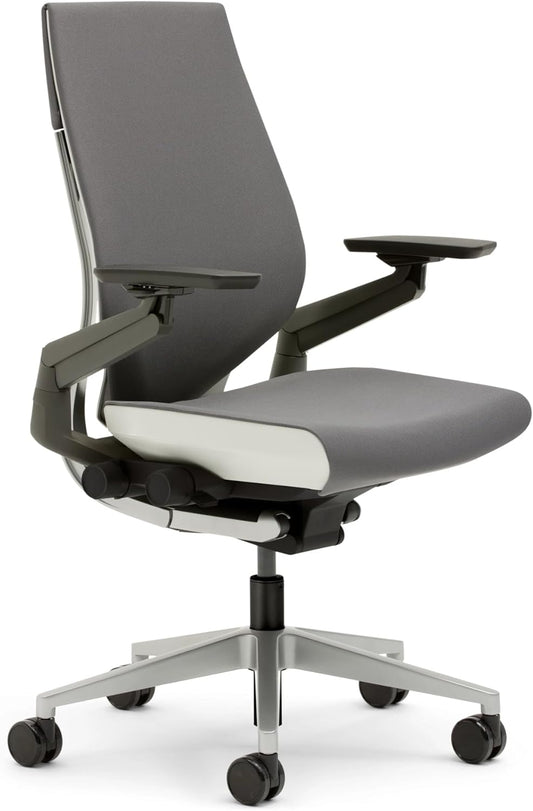 Gesture Office Chair - Ergonomic Work Chair with Wheels for Carpet - Comfortable - Intuitive-To-Adjust for Desk - 360-Degree Arms - Graphite Gray Fabric