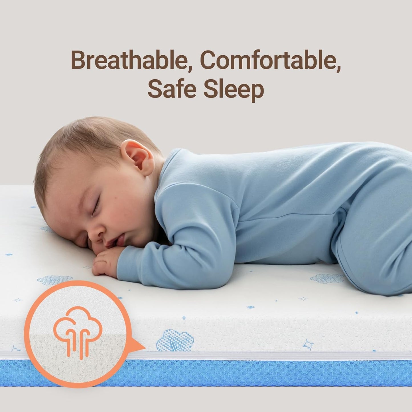 Premium Crib & Mattress - Certipur-Us Certified, Fits All Mini & Baby Crib Beds, Baby Mattress Waterproof Sleep Surface,Mini