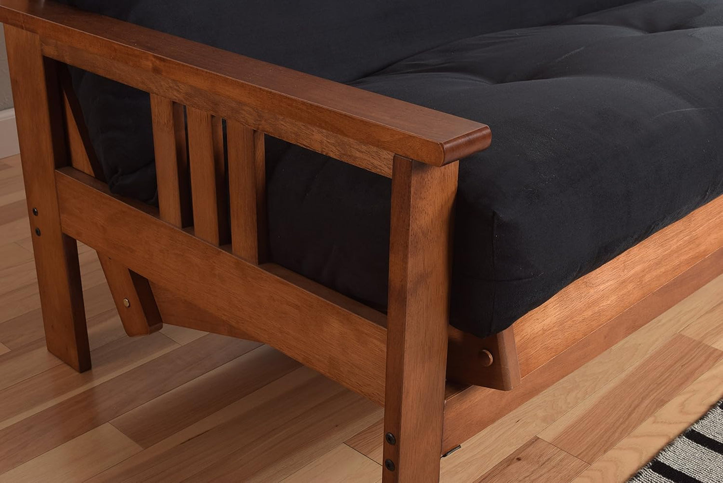 Monterey Futon Set, No Drawers, with Barbados Base and Suede Black Mattress