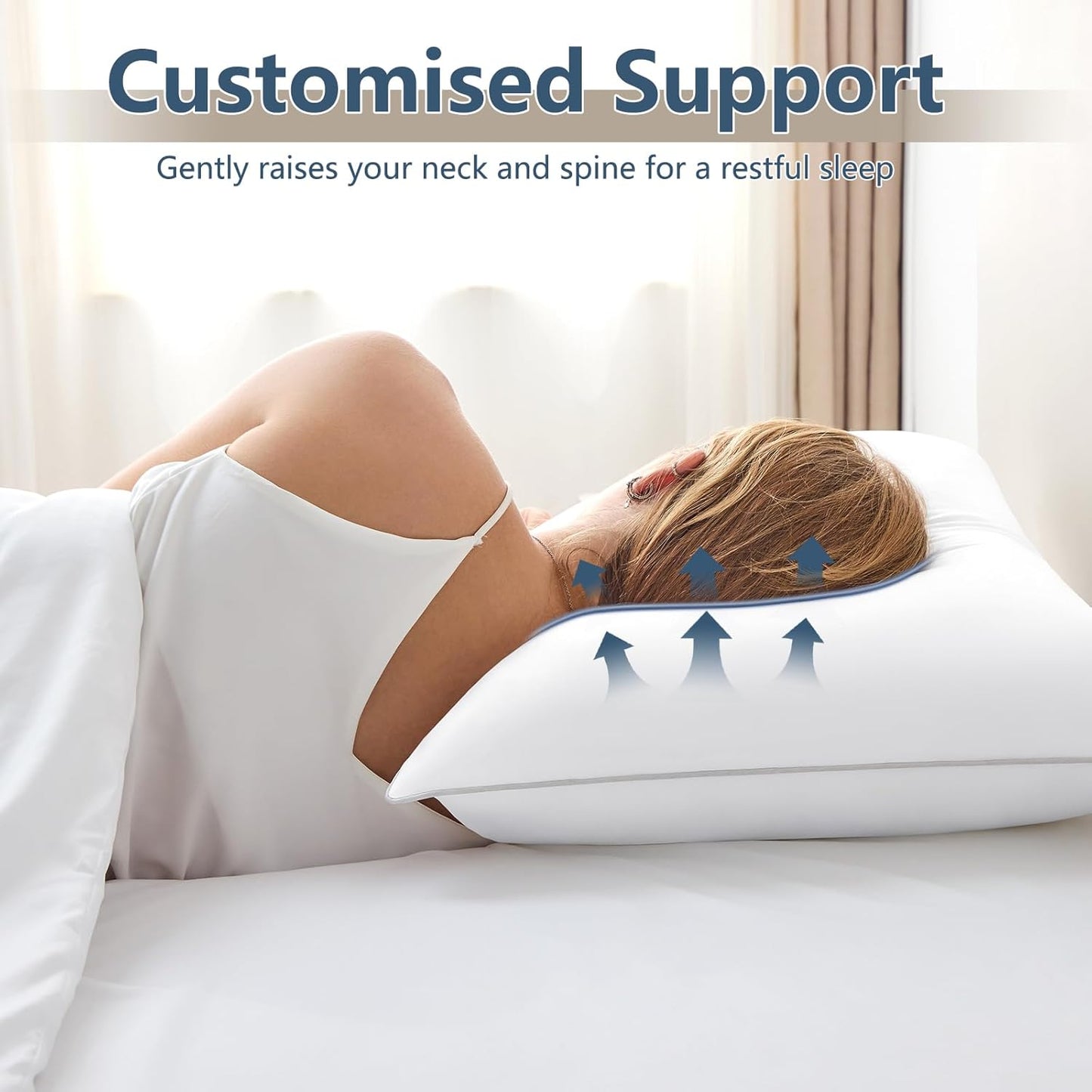 Soft Supportive Bed Pillows for Side and Back Sleepers, Oeko-Tex Certified down Alternative Filling, Hotel Quality Fluffy Sleeping Pillow, White, King - 19" X 34", 4 Pack