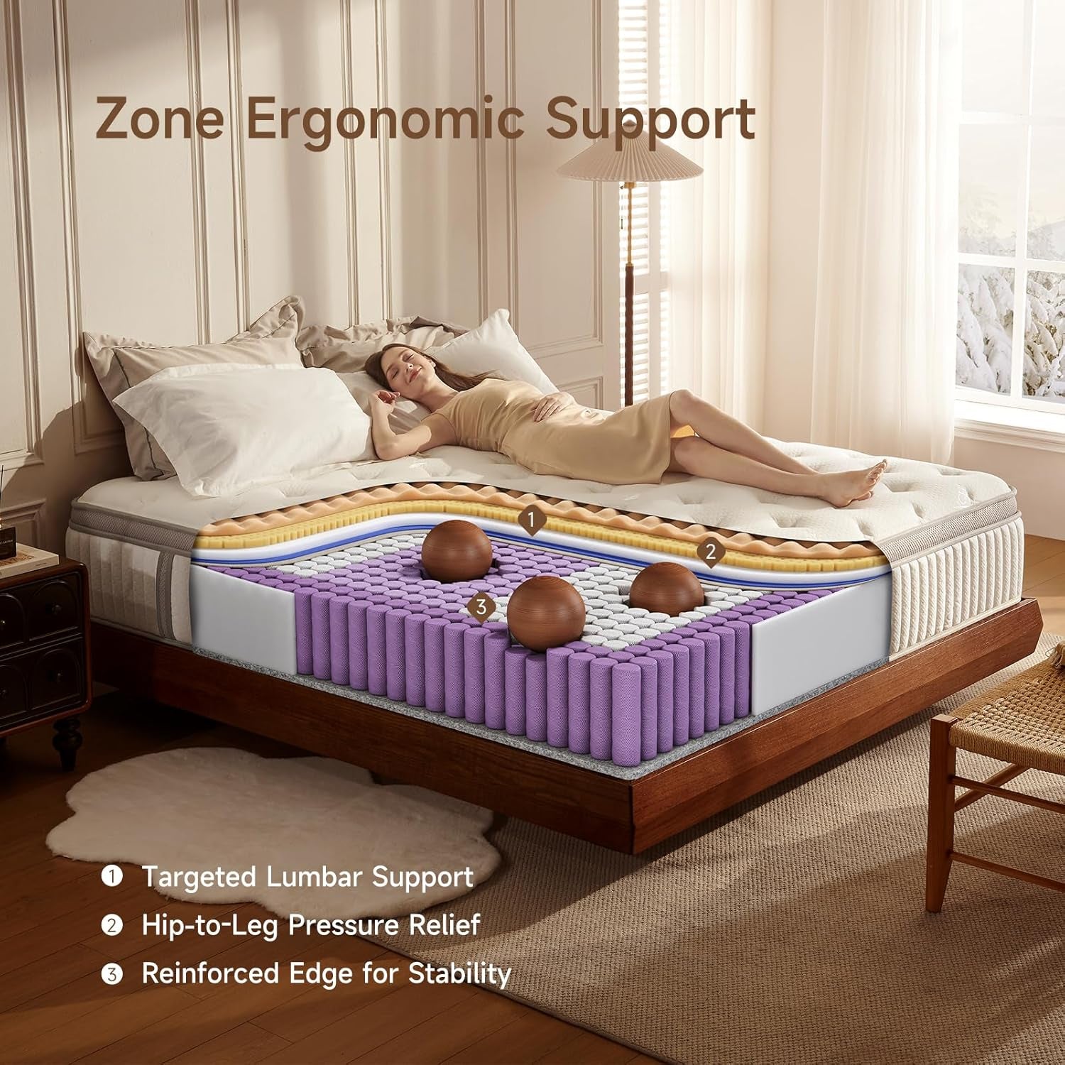 Queen Mattress, 12 Inch Queen Size Cool Memory Foam Mattresses for Pressure Relief, Medium Firm Hybrid Mattress in a Box, Certipur-Us Certified