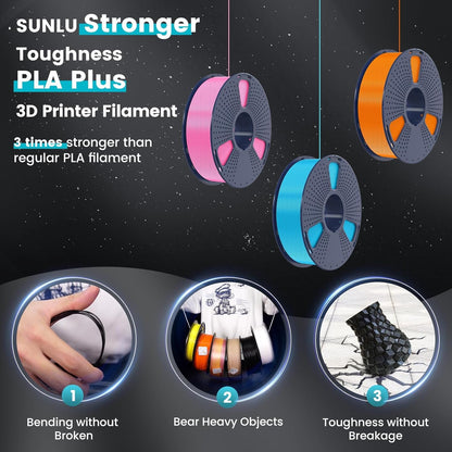 4KG 3D Printer Filament PLA plus 1.75Mm, Neatly Wound PLA Filament 1.75Mm PRO, PLA+ Filament for Most FDM 3D Printer, 1Kg Spool, 4 Packs, Black