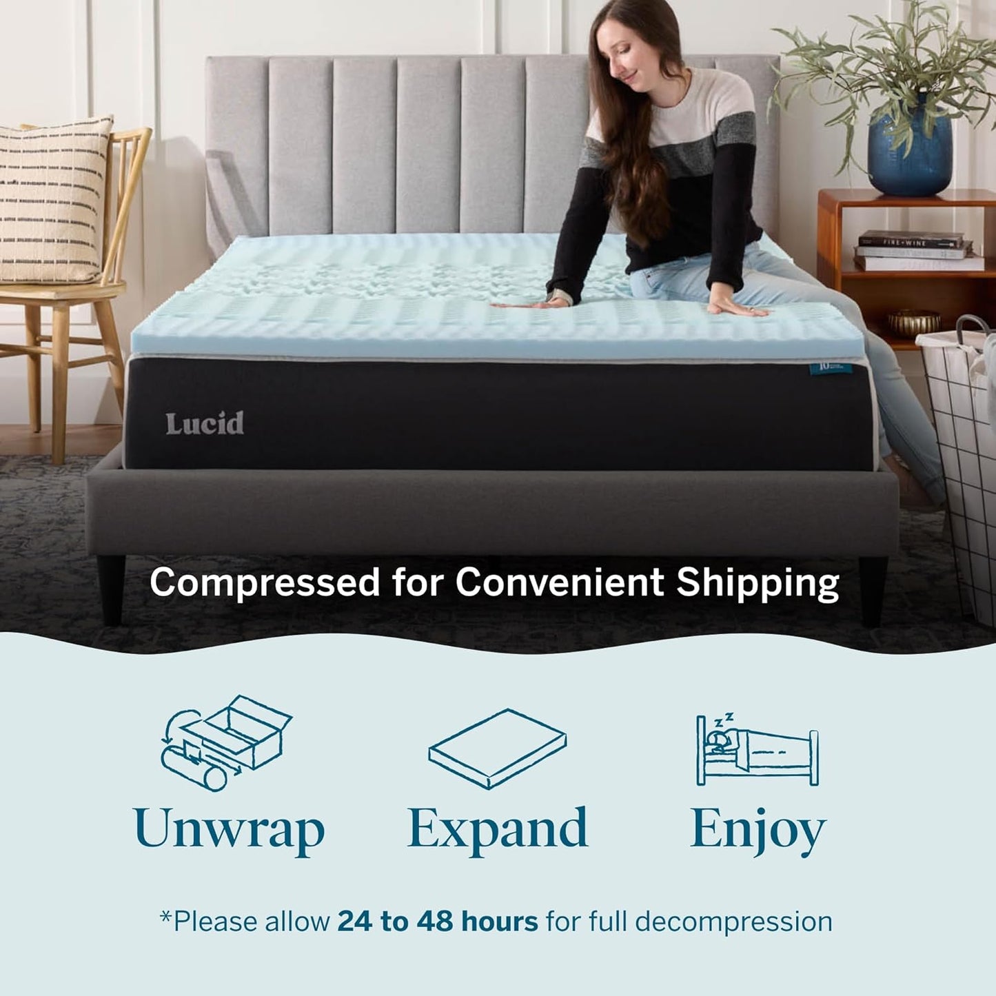 Gel Infused Memory Foam Mattress Topper – 2 Inch Mattress Topper – 5 Comfort Zones Relieve Pressure – Certipur-Us Certified Foam - Queen