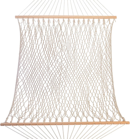 Castaway Living 13 Ft. Double Traditional Hand Woven Cotton Rope Hammock – 2-Person, 450 Lb Capacity, Free Extension Chains & Tree Hooks, Designed in the USA