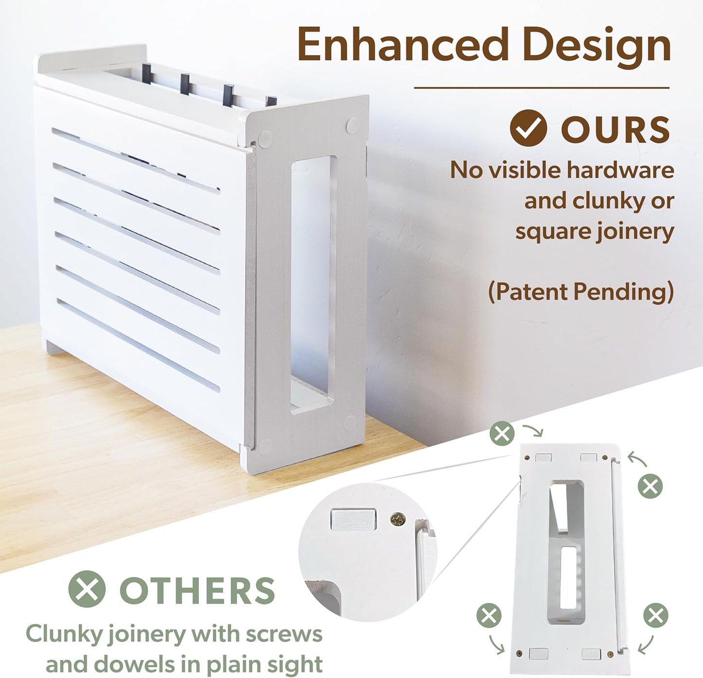 Wooden Wifi Router Storage Box - Standard Wall Mountable Decorative Modem Shelf Hider Cover with Cable Management System - Rustic Home Organization Solution for Most Routers up to 11" Tall - White