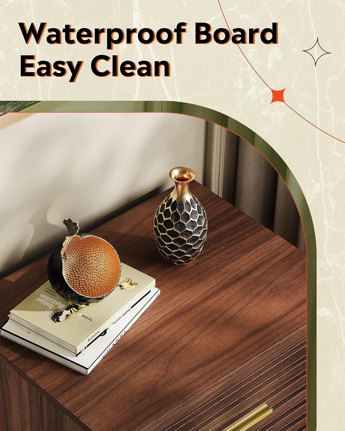 Wood Night Stand Set of 2 with 2 Drawers, Mid Century Modern Nightstand Sets, Fluted Bed Side Tables for Bedroom, Dorm, Living Room End Table