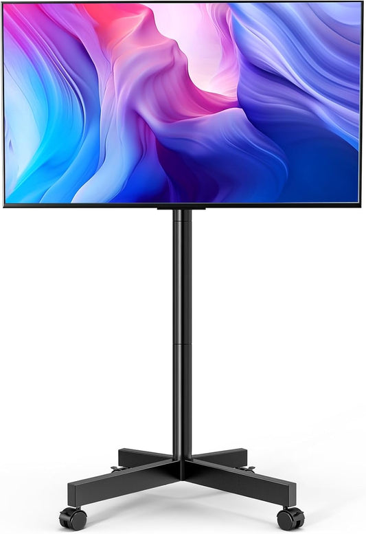Mobile TV Cart Rolling TV Stand for 23-65 Inch LCD LED OLED 4K Smart Tvs up to 110Lbs, Height Adjustable Portable AV Cart with Wheels and Tilt Mount, Outdoor TV Stand Mount, Max VESA 400X400Mm