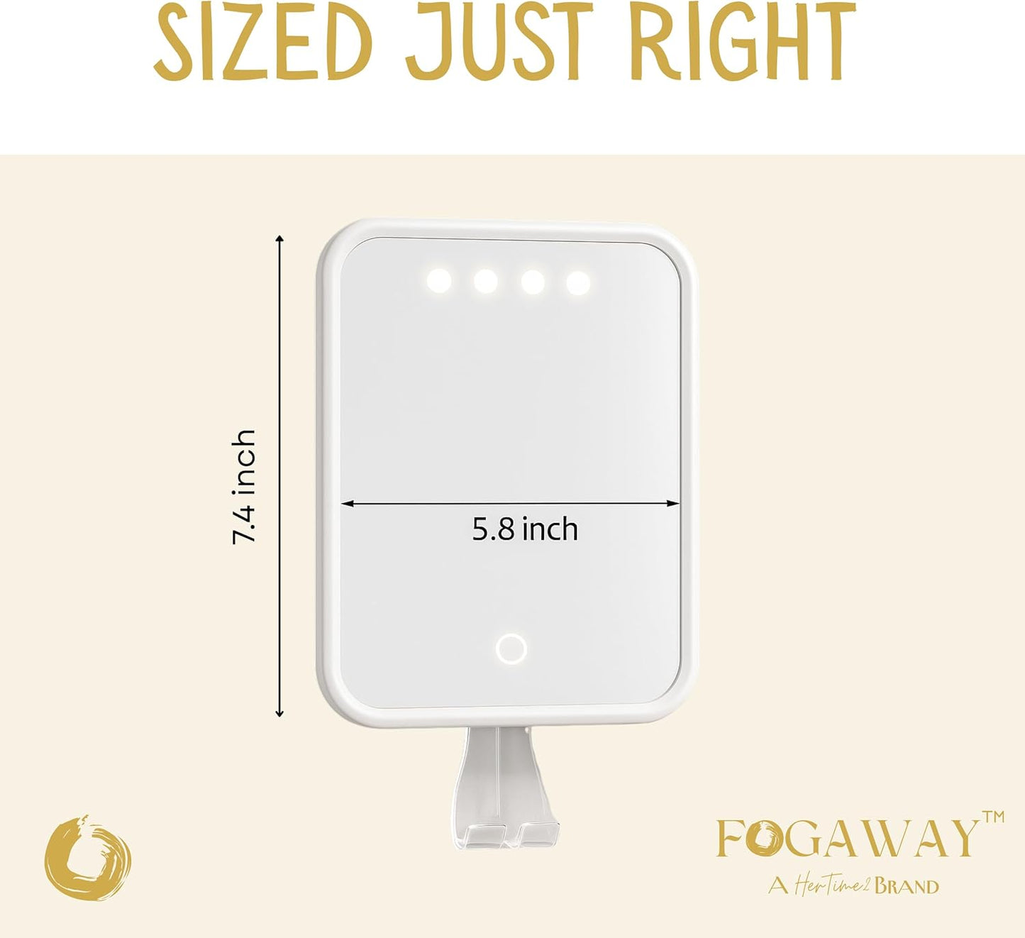 Fogaway Luxury Shower Mirror, Led-Lit, Fog-Free with Waterproof Heating Defogging Function, USB-C Rechargeable, Shatterproof White a Gift for Him and Her | Heated Mirror