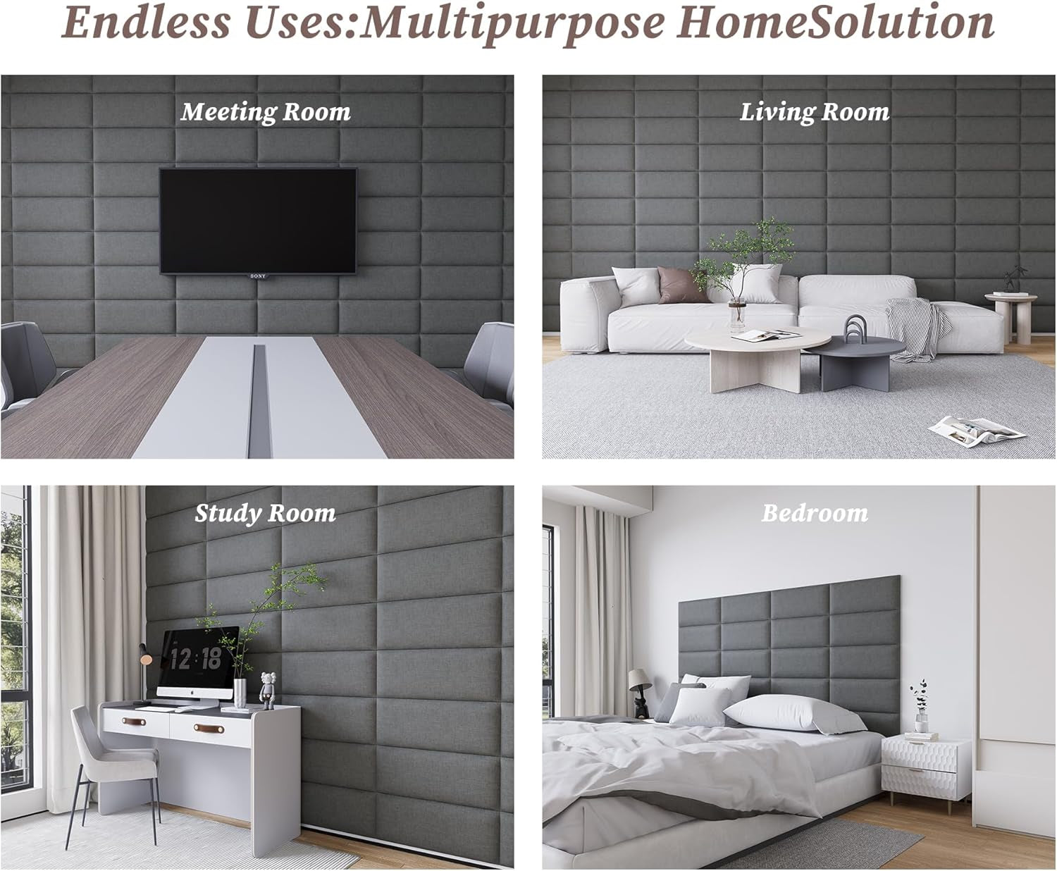 Peel and Stick Upholstered Wall Mounted Headboard Queen Size, 9 Panels Tufted Fabric Headboard,Wall Mounted Headboards, Interior Wall Panels for Bedroom, 10"X24" Dark Grey