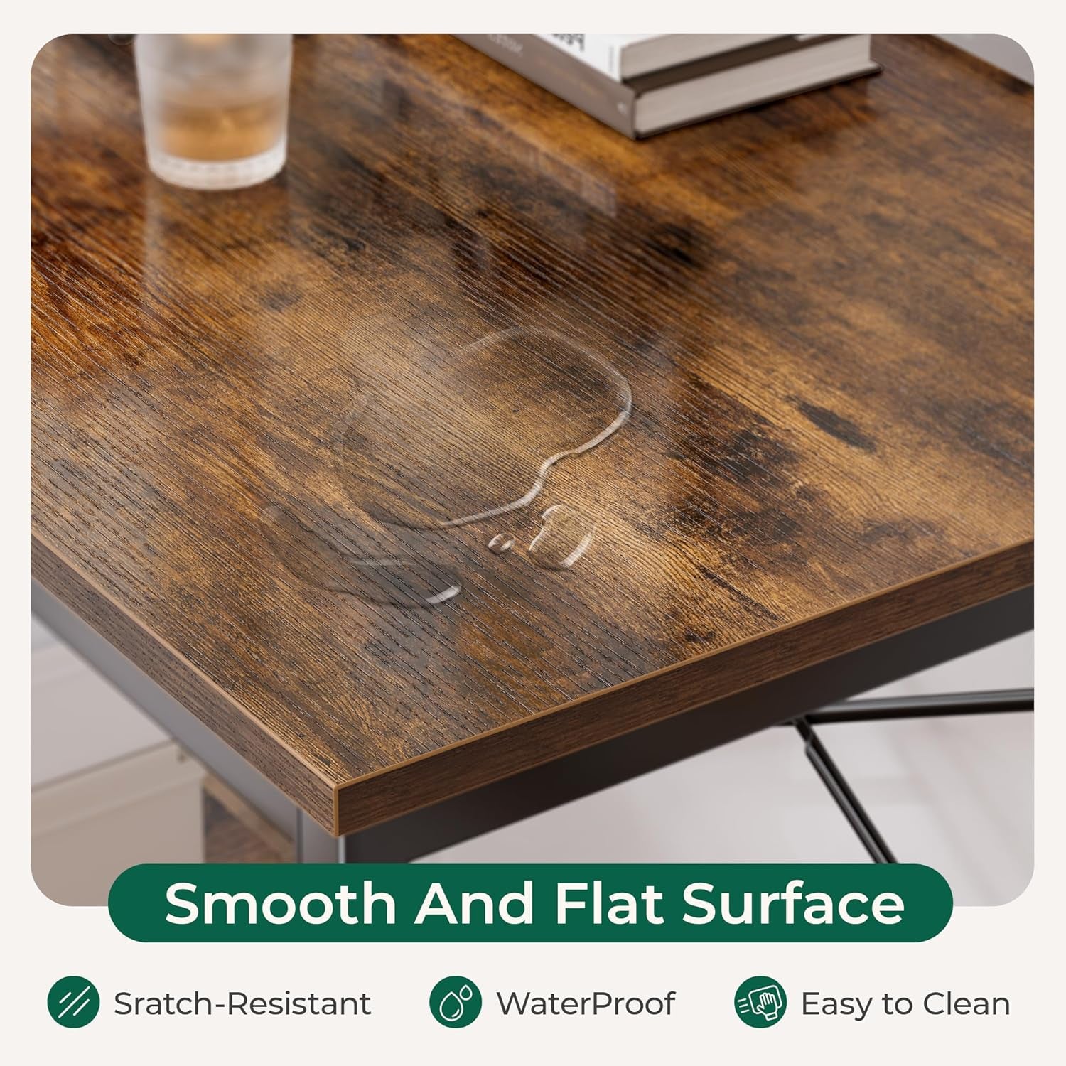 47 Inches L Shaped Desk, Computer Desk with Reversible Storage Shelves, for Gaming Corner Home Office Writing Study, Metal Frame, Rustic Brown