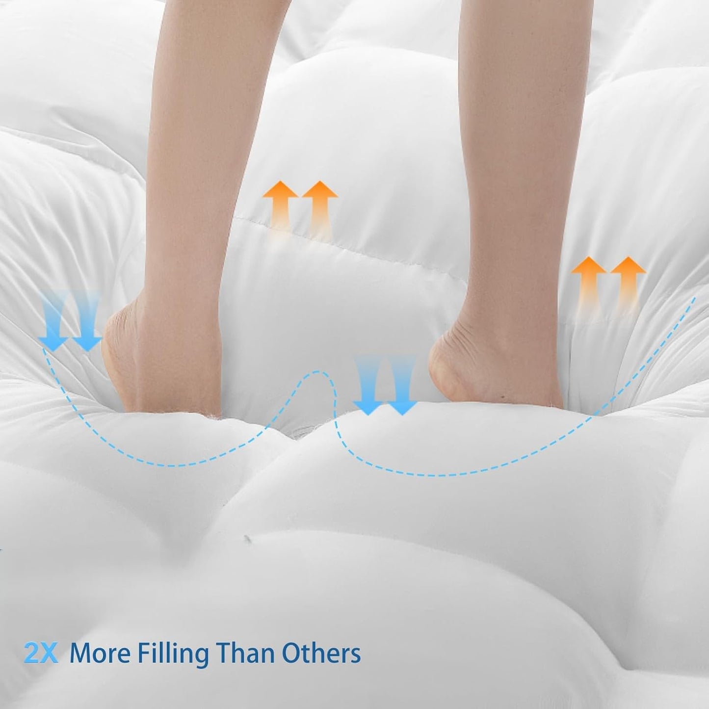 2 Inch Memory Foam Mattress Topper Queen Size for Back Pain Relief, Extra Soft Pillow Top Mattress Pad,Breathable Mattress Cover for Fluffy Shredded Memory Foam Filled,60X80 In