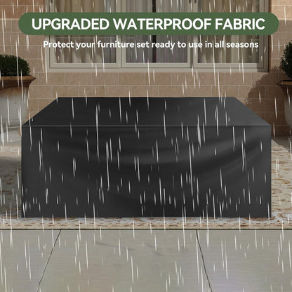 8 Piece Outdoor Patio Furniture Set 7 Seats, Outdoor Sectional with Thick Waterproof Cushions, Patio Conversation Sets for Garden,Backyard, Porch, Balcony, Deck, Black & Beige