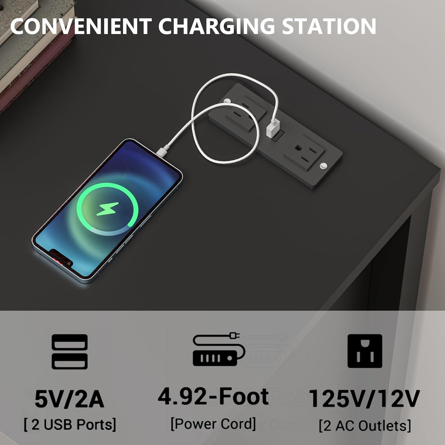 Dresser for Bedroom with 6 Drawers, Wide Chest of Drawers with LED Light and Power Outlet, Wooden Closet Organizer Clothes Storage Cabinet, Modern Double Dressers for Living Room, Hallway, Black