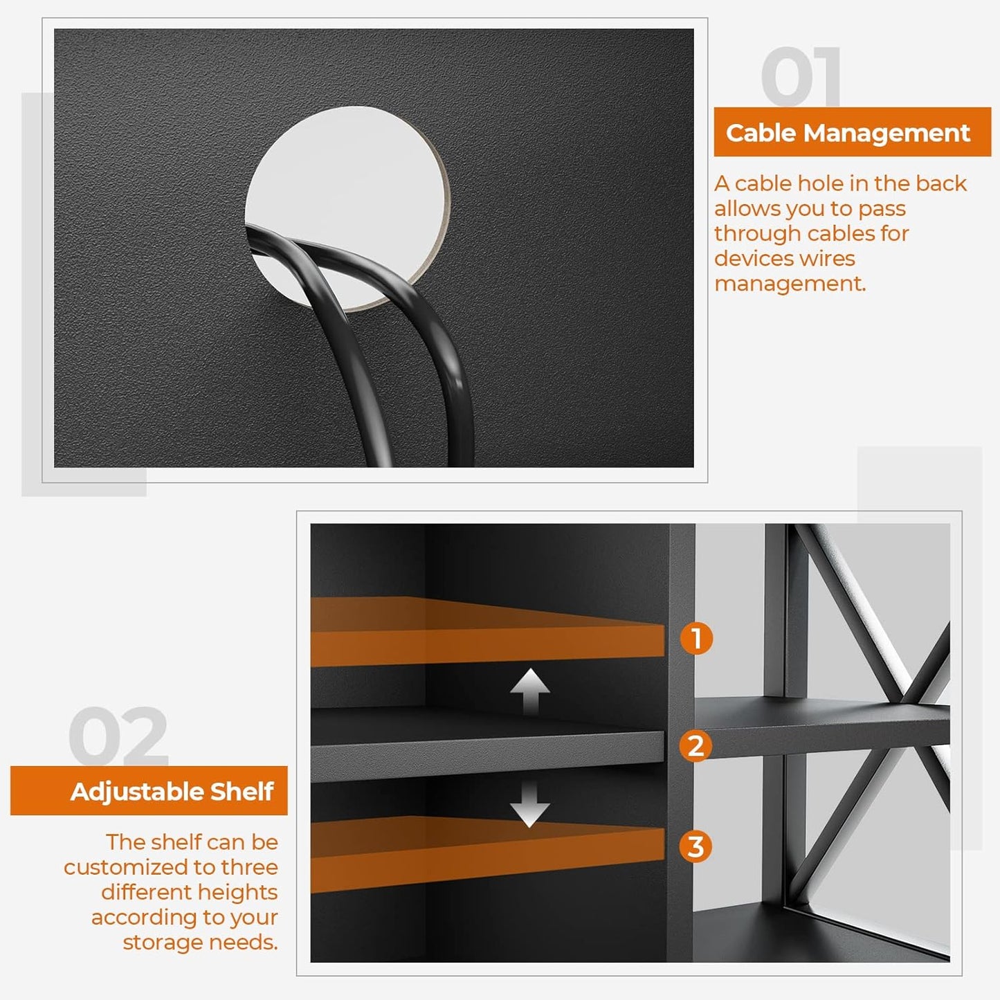 TV Stand for TV up to 65 Inches, Entertainment Center with 6 Storage Cabinet for Living Room, 55 Inch Farmhouse Television Stands Console Table, Industrial TV Stands for Living Room, Black