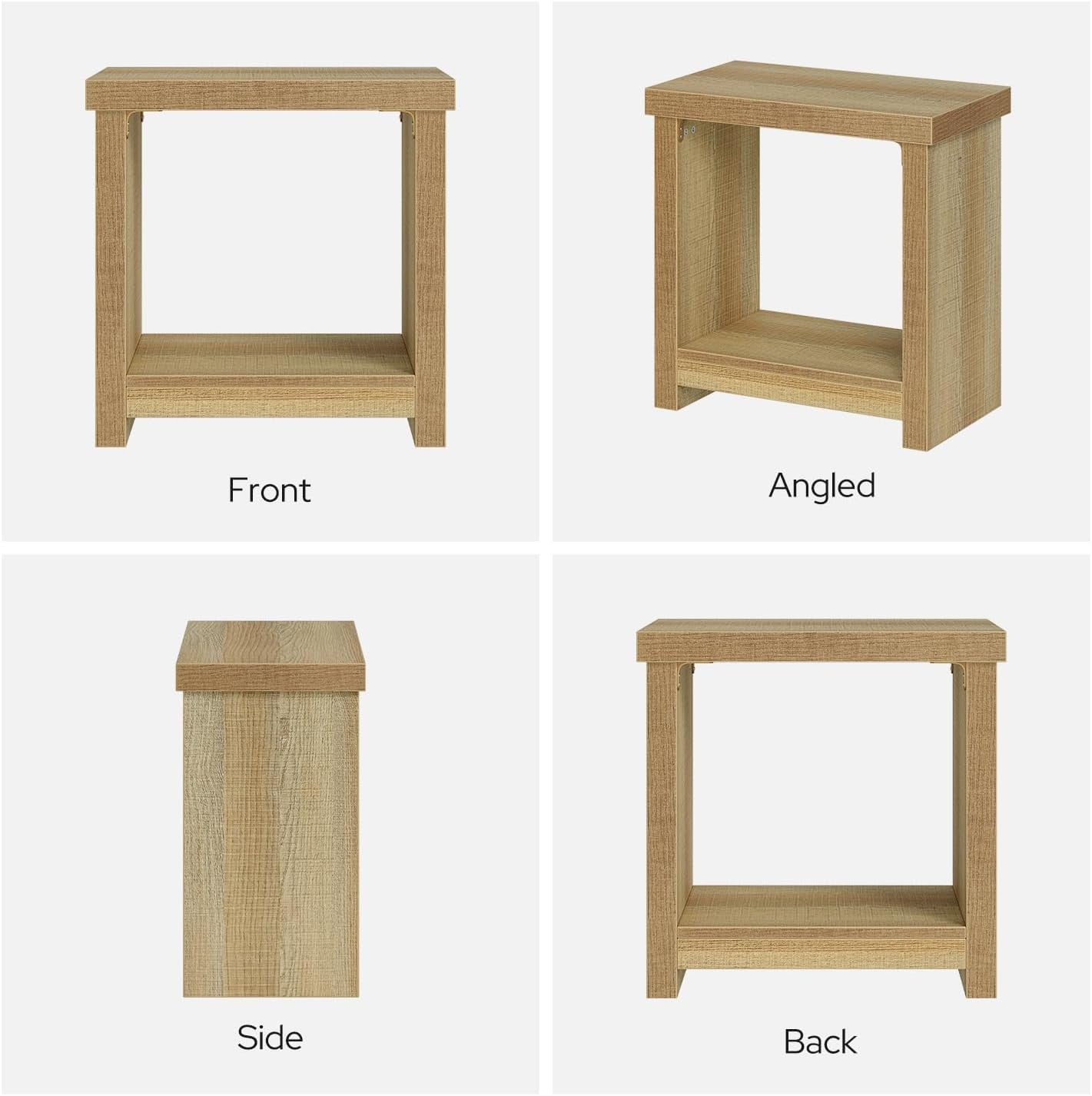 End Tables Set of 2 for Living Room, Narrow Side Tables with Storage Shelves, Square End Table for Bedroom, Slim Nightstand, Skinny Rectangle Accent Table, Farmhouse Bedside Table, Natural (2 Pieces)