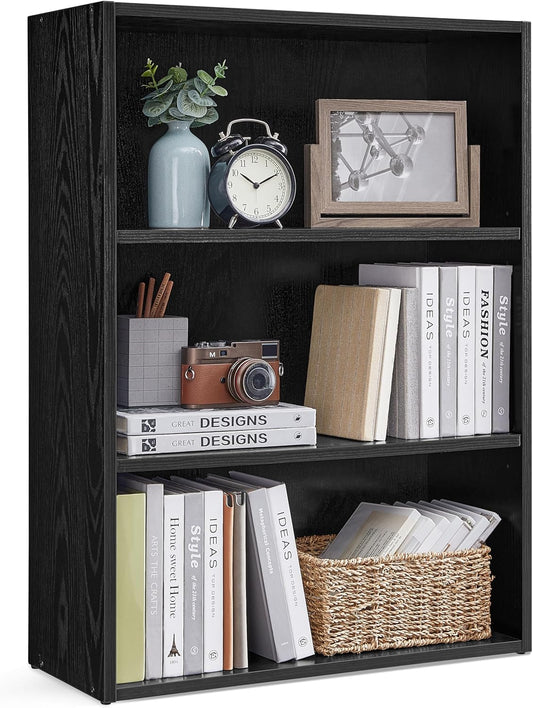 Custos Collection - Bookshelf, 3-Tier Bookcase, Book Shelf, Open Storage Shelf, 9.4 X 23.6 X 32 Inches, for Living Room, Home Office, Dinning Room, Ebony Black ULBC163T56