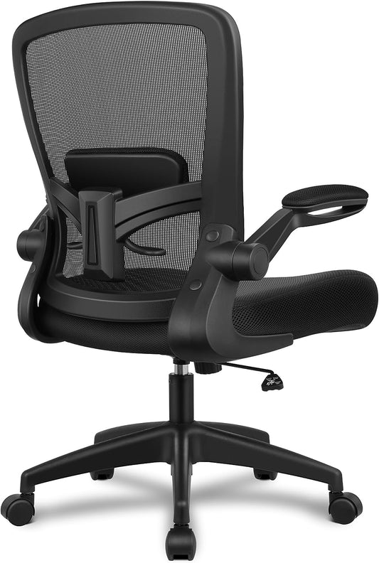 Office Chair, Ergonomic Desk Chair Breathable Mesh Chairs Adjustable High Back Lumbar Support Flip-Up Armrests, Executive Rolling Swivel Comfy Computer Chairs Home Office Black