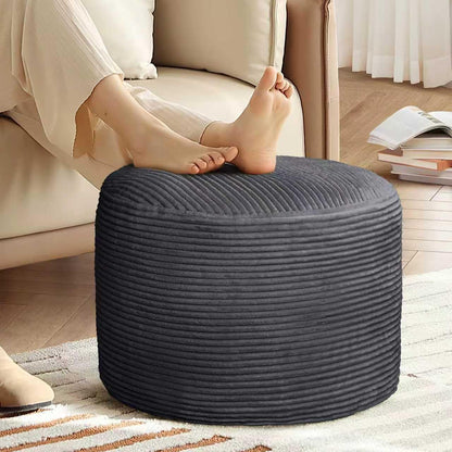 round Ottoman Foot Rest Pouf for Living Room Couch - Soft Plush Hassock