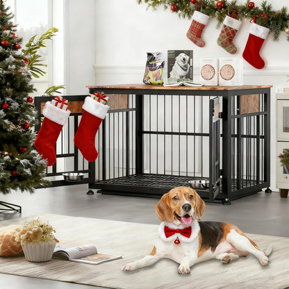 Heavy Duty Dog Crate Furniture for Large Dogs, Decorative Pet House End Table, 42Inch Large Wooden Cage Kennel Furniture Indoor for Medium Dog