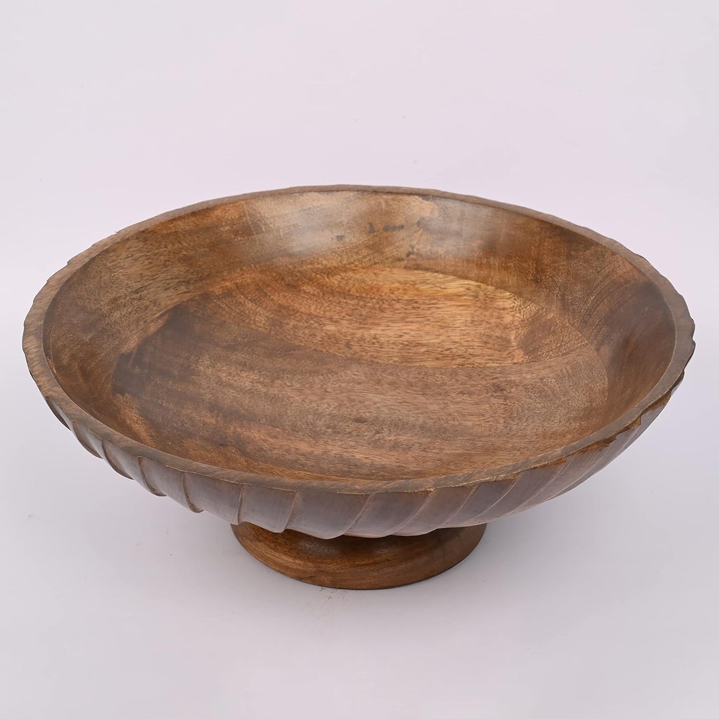 Mango Wood Decorative Wooden Bowl Hand Carved Home Decor for Dining Table Center, Living Room, Kitchen Décor (12" X 12' X 4.75")