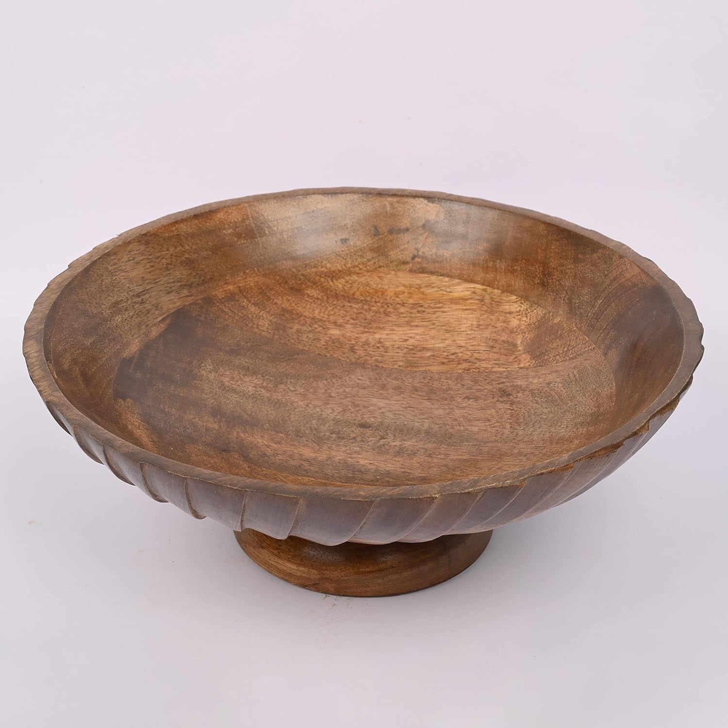Mango Wood Decorative Wooden Bowl Hand Carved Home Decor for Dining Table Center, Living Room, Kitchen Décor (12" X 12' X 4.75")