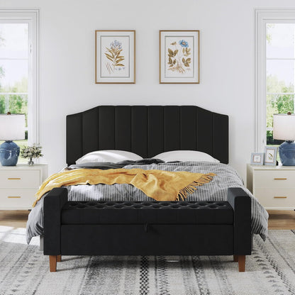 King Size Headboard Only, Velvet Upholstered Headboard King/California King Size Wall Mount and Bed Frame Mount, Featuring High-Density Sponge Padding Easy Assembly Comfort Style-Black