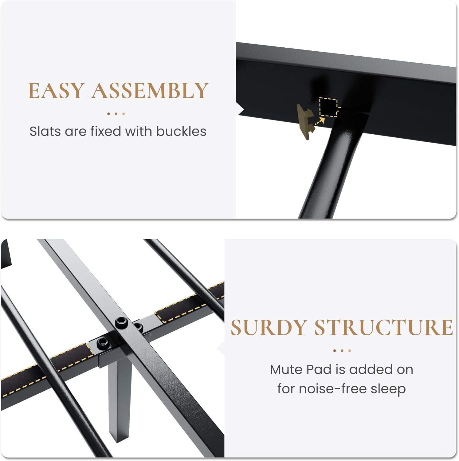 Queen Size Metal Platform Bed Frame with Victorian Style Iron-Art Headboard and Footboard, Easy Assembly, under Bed Storage, No Box Spring Required, Black