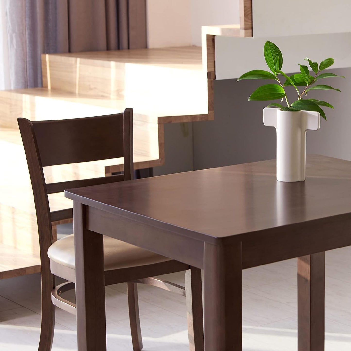 Cabin 33.5" Wooden Dining Table/Small Rectangular Modern Farmhouse Solid Wood Kitchen Table Desk (Walnut)