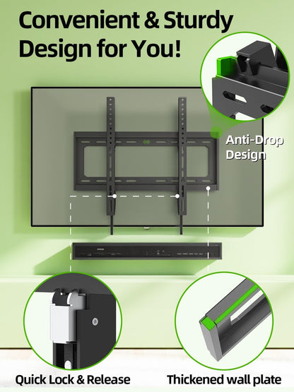 Tilting TV Wall Mount Bracket Low Profile for Most 26"-60" LED, LCD, Flat Television, TV Bracket Tilt Mount for VESA 400X400Mm- up to 99Lbs, Quick Lock and Release Fits 12" 16" Stud