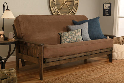 Tucson Full Size Futon Set in Rustic Walnut Finish, Marmont Mocha