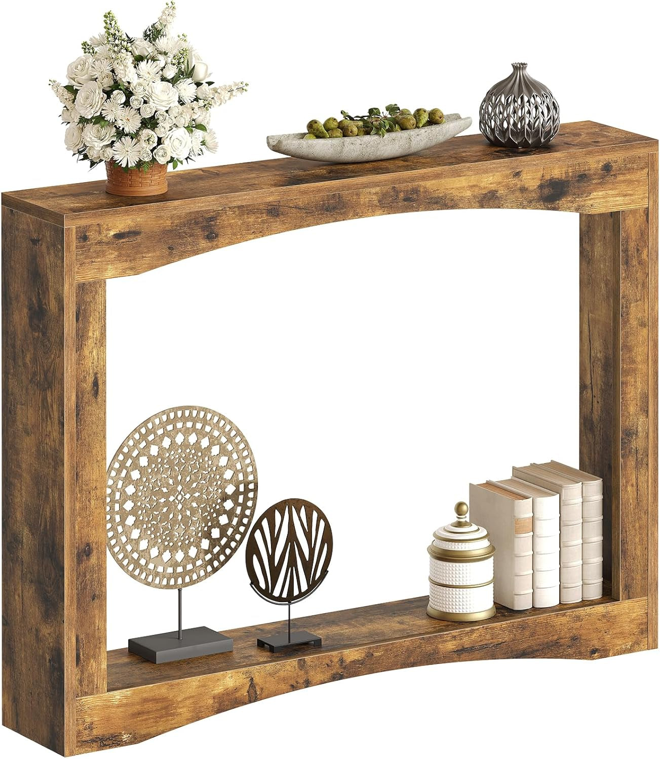 Narrow Console Table, 5.9'' Thin Entryway Table, behind Couch Table for Small Spaces, Small Farmhouse Hallway Table, for Living Room, Hallway, Foyer, Rustic Brown CT19RR