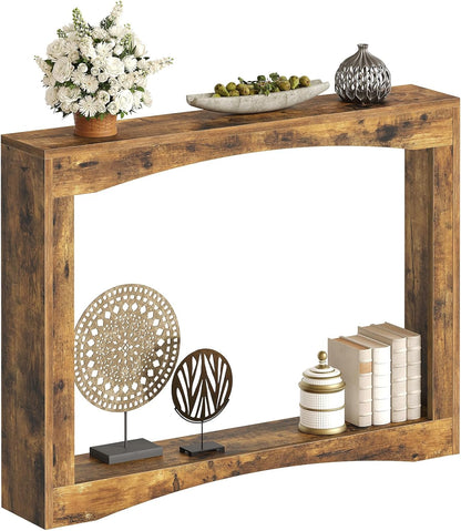 Narrow Console Table, 5.9'' Thin Entryway Table, behind Couch Table for Small Spaces, Small Farmhouse Hallway Table, for Living Room, Hallway, Foyer, Rustic Brown CT19RR