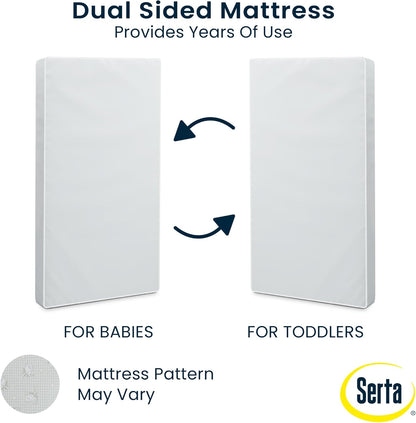 Serta Perfect Slumber Dual Sided Crib and Toddler Mattress - Waterproof - Hypoallergenic - Premium Sustainably Sourced Fiber Core -GREENGUARD Gold Certified (Non-Toxic) -7 Year Warranty - Made in USA
