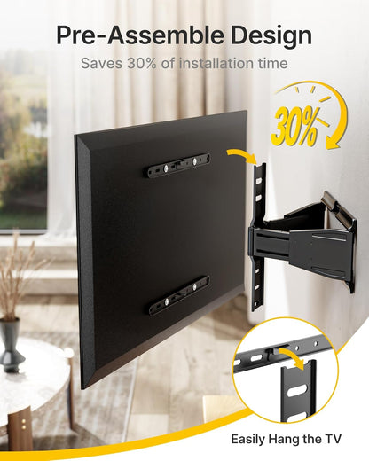 0.77" Ultra Slim TV Wall Mount for 37-75 Inch Tvs, Thin Low Profile Full Motion TV Wall Mount with Articulating Dual Arms, 4X Weight Tested, Max VESA 400X400Mm, Fits 16/18" Studs