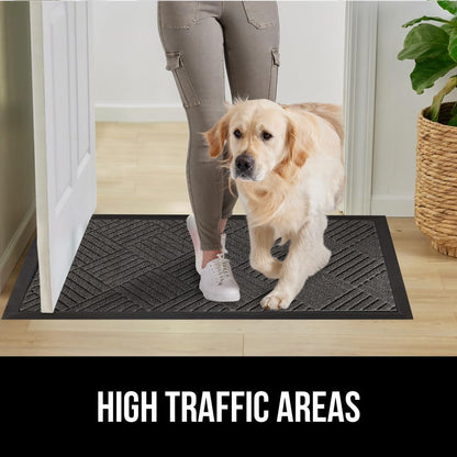 100% Waterproof All-Season Weathermax Doormat US Designed Natural Rubber, Stain Fade Resistant, Low Profile Indoor Outdoor Door Mats, Easy Clean, 17X29 Gray Diamond