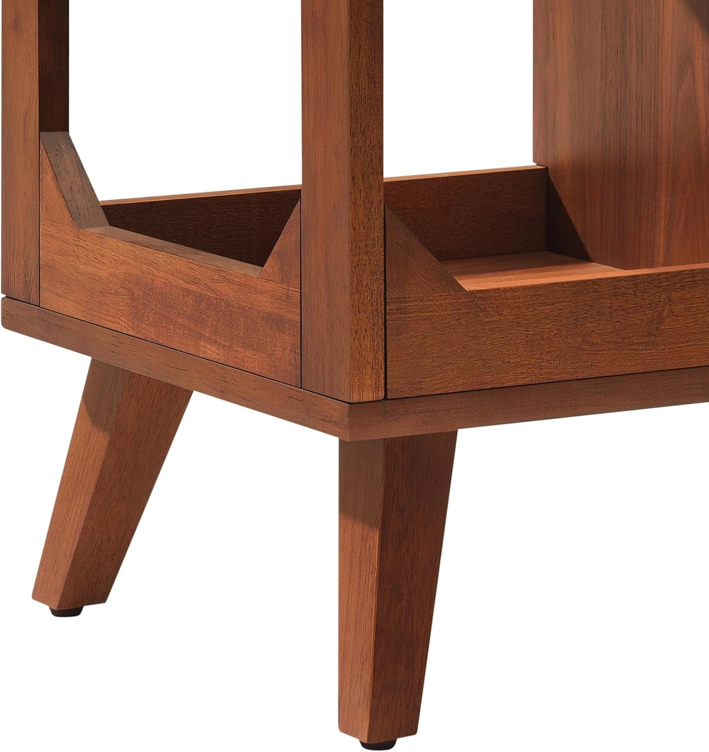 Asheville Mid-Century Modern Media Console Record Player Stand, Storage for Vinyl Records, Walnut