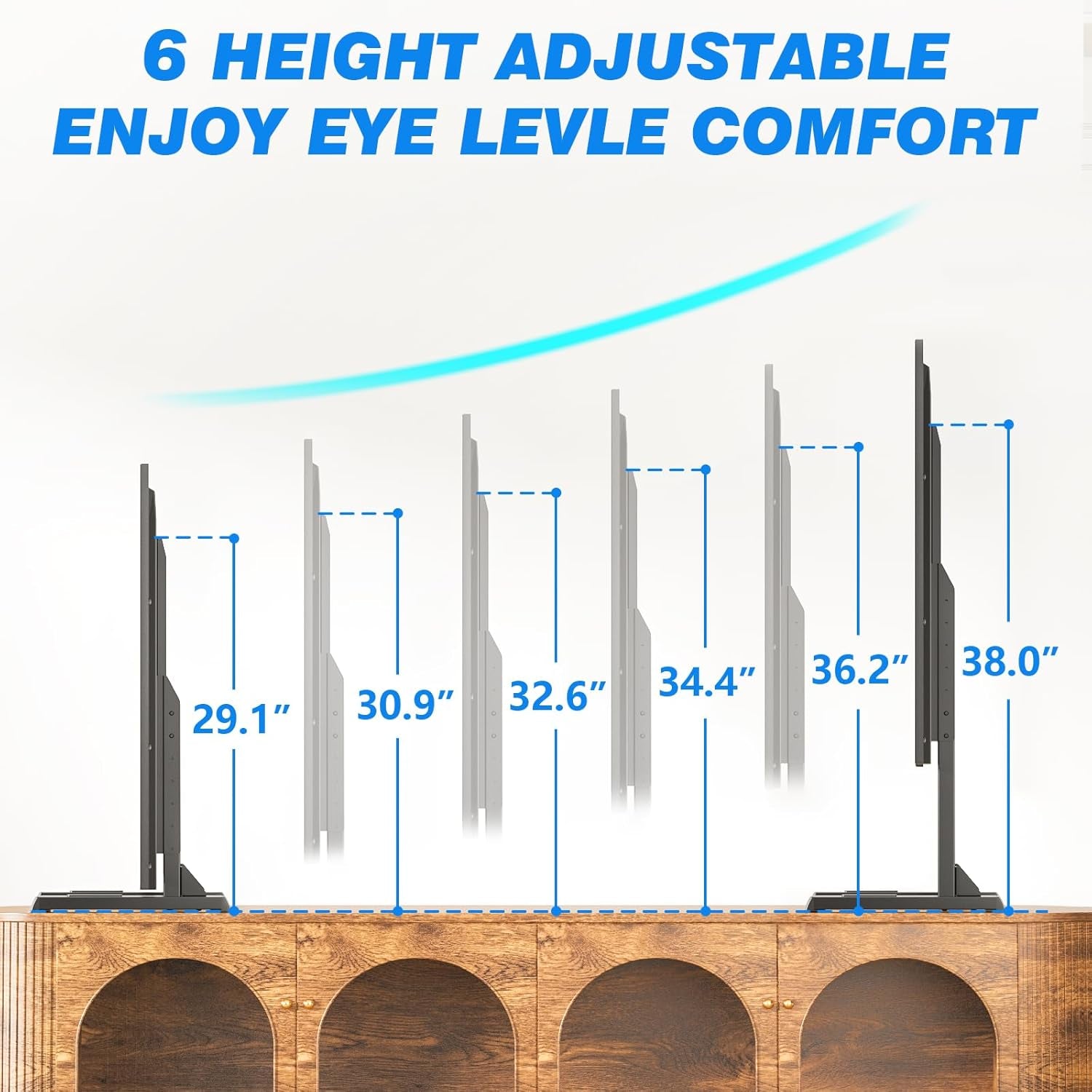 Table Top TV Stand with Height Adjustable TV Legs, TV Stands Base with Cable Management for Most 37 to 86 Inch Flat or Curved Tvs, Steel TV Feet Holds up to 150 Lbs, Max VESA 800X600Mm, Black