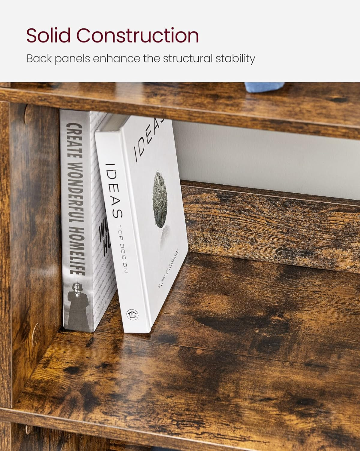 Bookshelf, Cube Shelf, Console Table, TV Stand with 6 Storage Cubes, for Office, Living Room, Bedroom, 13 X 47.2 X 31.5 Inches Industrial Design, Rustic Brown and Black ULLS104B01