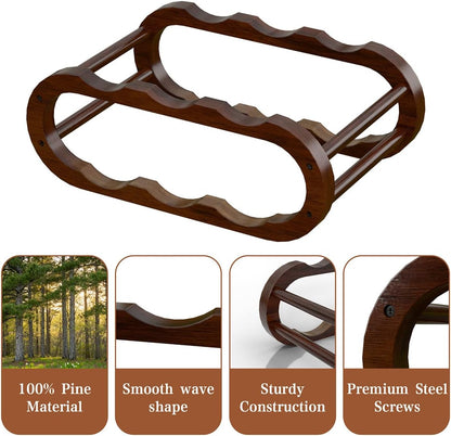 Wine Rack – Small Countertop Wine Rack & Wine Bottle Holder for Cabinet and Countertop, Stylish Natural Wood Wine Holder (6-Bottle