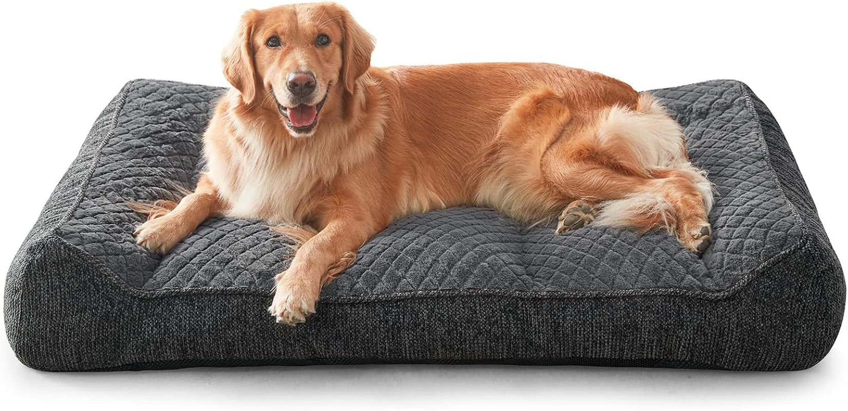 XL Orthopedic Dog Beds Large Sized Dog, Extra Thick Supportive Big Dogs Couch Bed with Sides, Ultra Soft Pet Bed Sofa for Large Dogs, Grey, 42''X30''