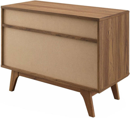 Render Mid-Century Modern Vinyl Record Storage Display Cabinet, 37 Inch, Walnut