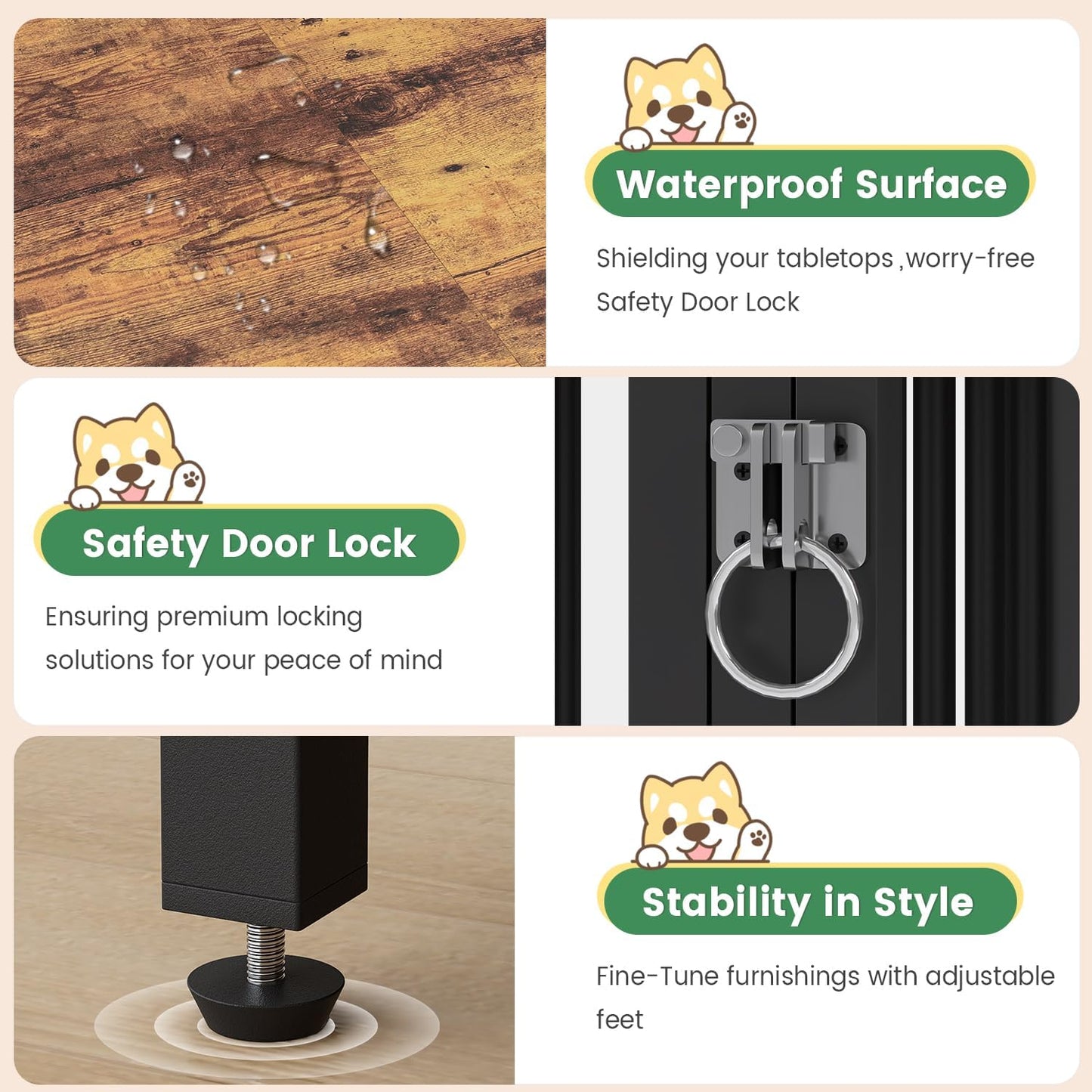 Large Dog Crate Furniture, 63 Inch Heavy Duty Double Dog Crate with Removable Divider, Extra Large Dog Kennel Furniture TV Stand Withtrays for 2 Large Dogs